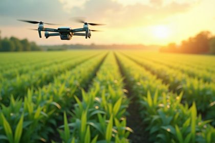 Dron agrícola sobrecultivos de precisión