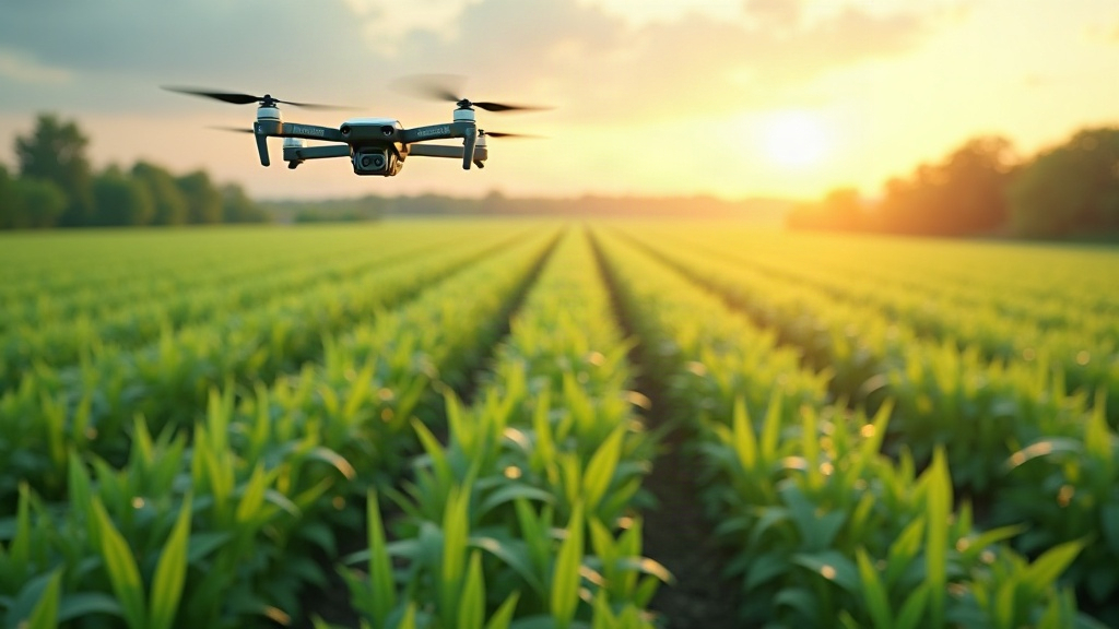 Dron agrícola sobrecultivos de precisión