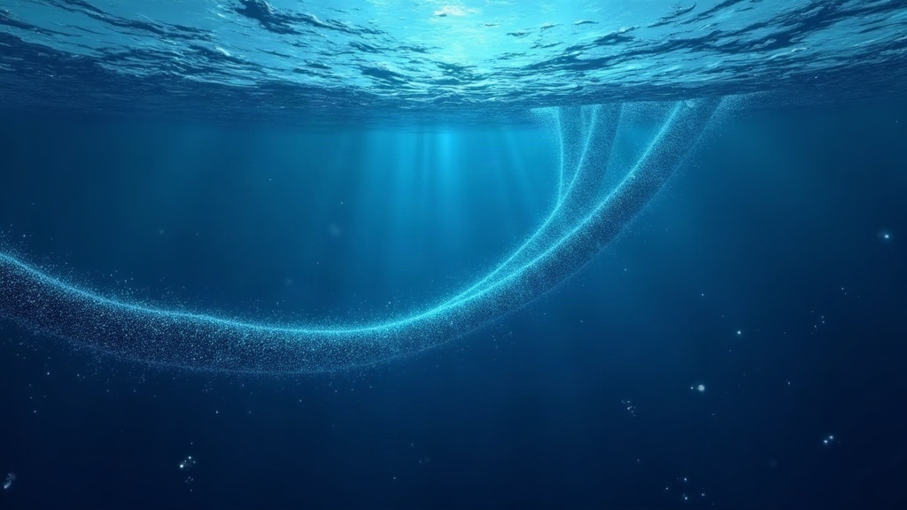 Cable de internet submarino en el fondo del mar
