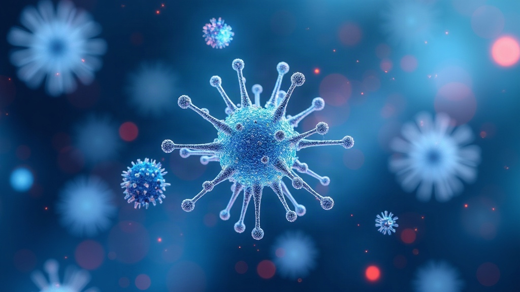Ilustración de nanotecnología con moléculas brillantes