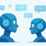 Ilustración de un asistente de inteligencia artificial conversando