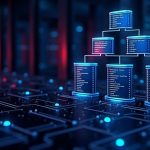 Ilustración técnica de índices y B-trees en bases de datos relacionales
