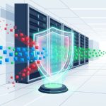 Ilustración de firewall de red filtrando paquetes