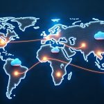 Mapa de rutas de internet con caminos alternativos entre nodos