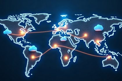 Mapa de rutas de internet con caminos alternativos entre nodos