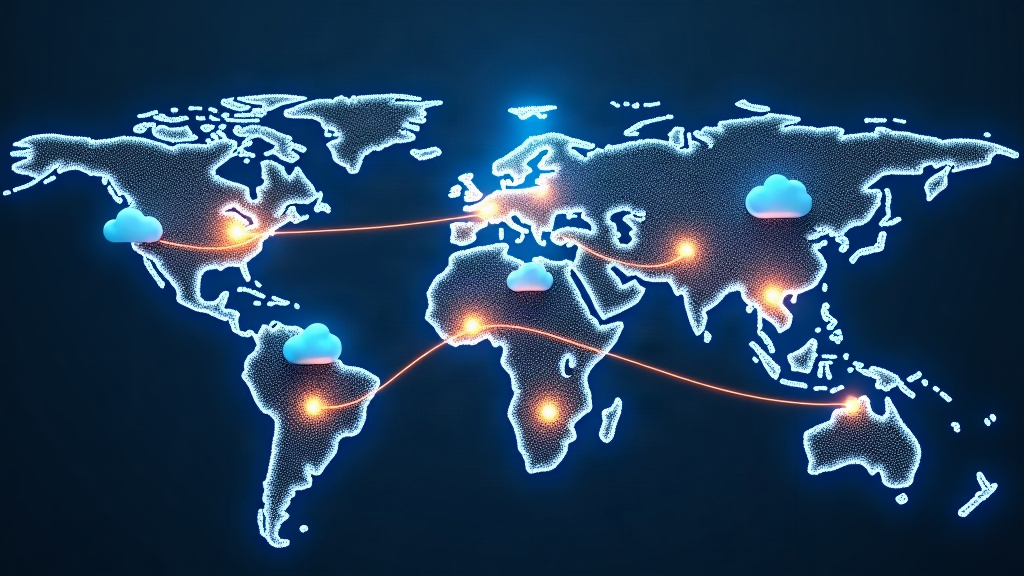 Mapa de rutas de internet con caminos alternativos entre nodos
