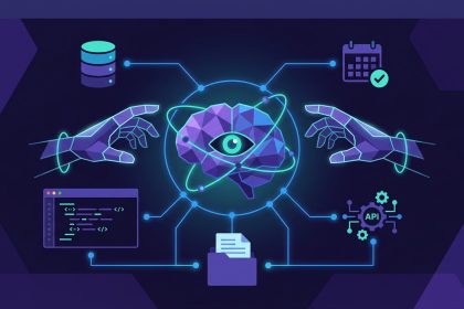 Ilustración de un modelo de IA conectado a herramientas externas