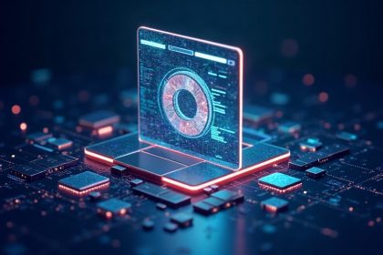 Ilustración del concepto WebAssembly: módulos binarios ensamblando una ventana de navegador
