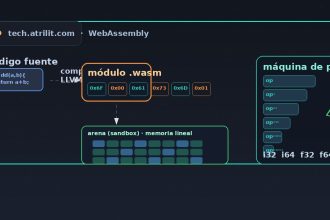 Ilustración WebAssembly: compilación, bytecode y sandbox
