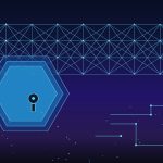 Ilustración de criptografía post-cuántica: candado de retículos cristalinos