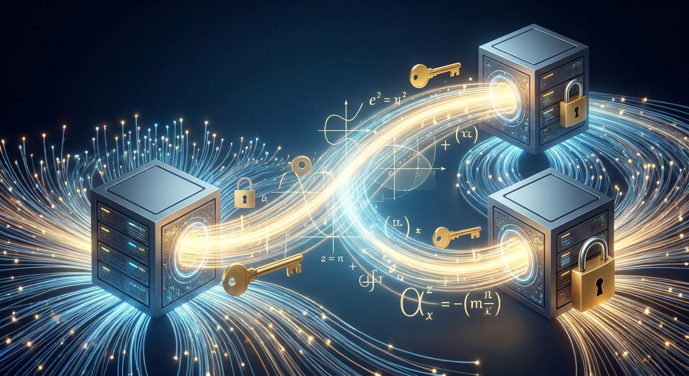 Ilustración del cifrado TLS 1.3 y el intercambio de claves Diffie-Hellman