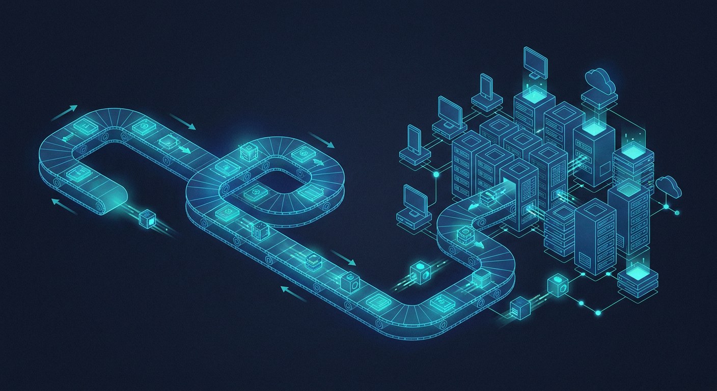 Ilustracion de un log de eventos distribuido de Apache Kafka