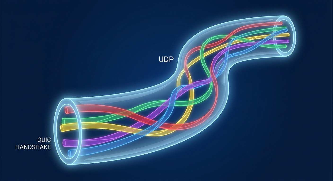 Ilustración de una conexión QUIC con múltiples streams sobre UDP